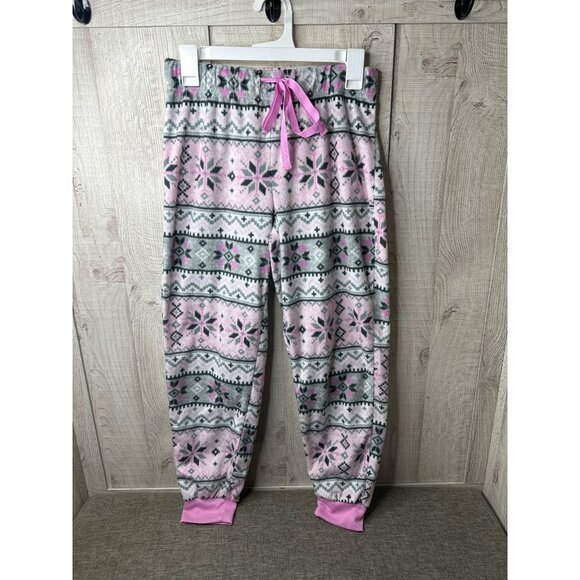 Womens Secret Treasures Pink & Gray Snowflake Fleece Pajama Pants S 4-6 - Picture 1 of 6